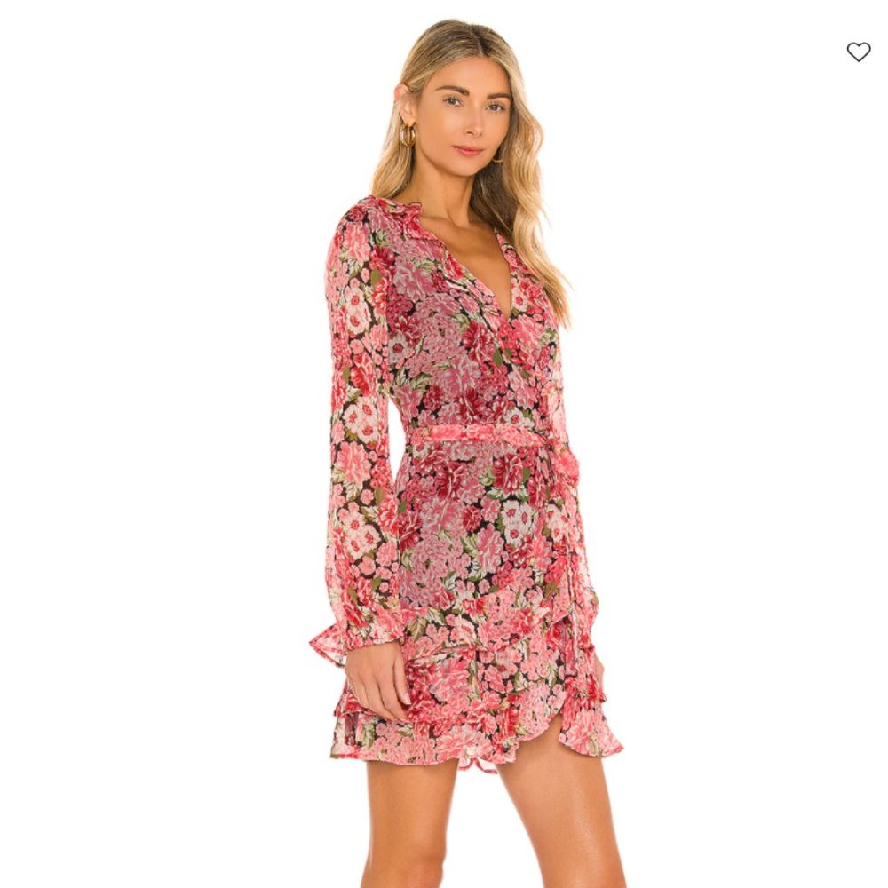 Bardot triple frill dress pink floral small